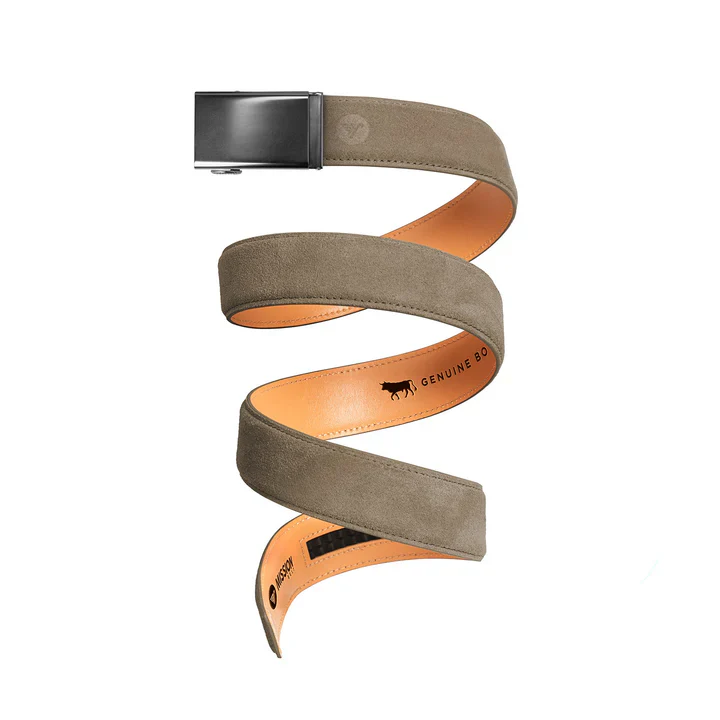 MISSION BELT TAUPE SUEDE FULL-GRAIN MEN'S